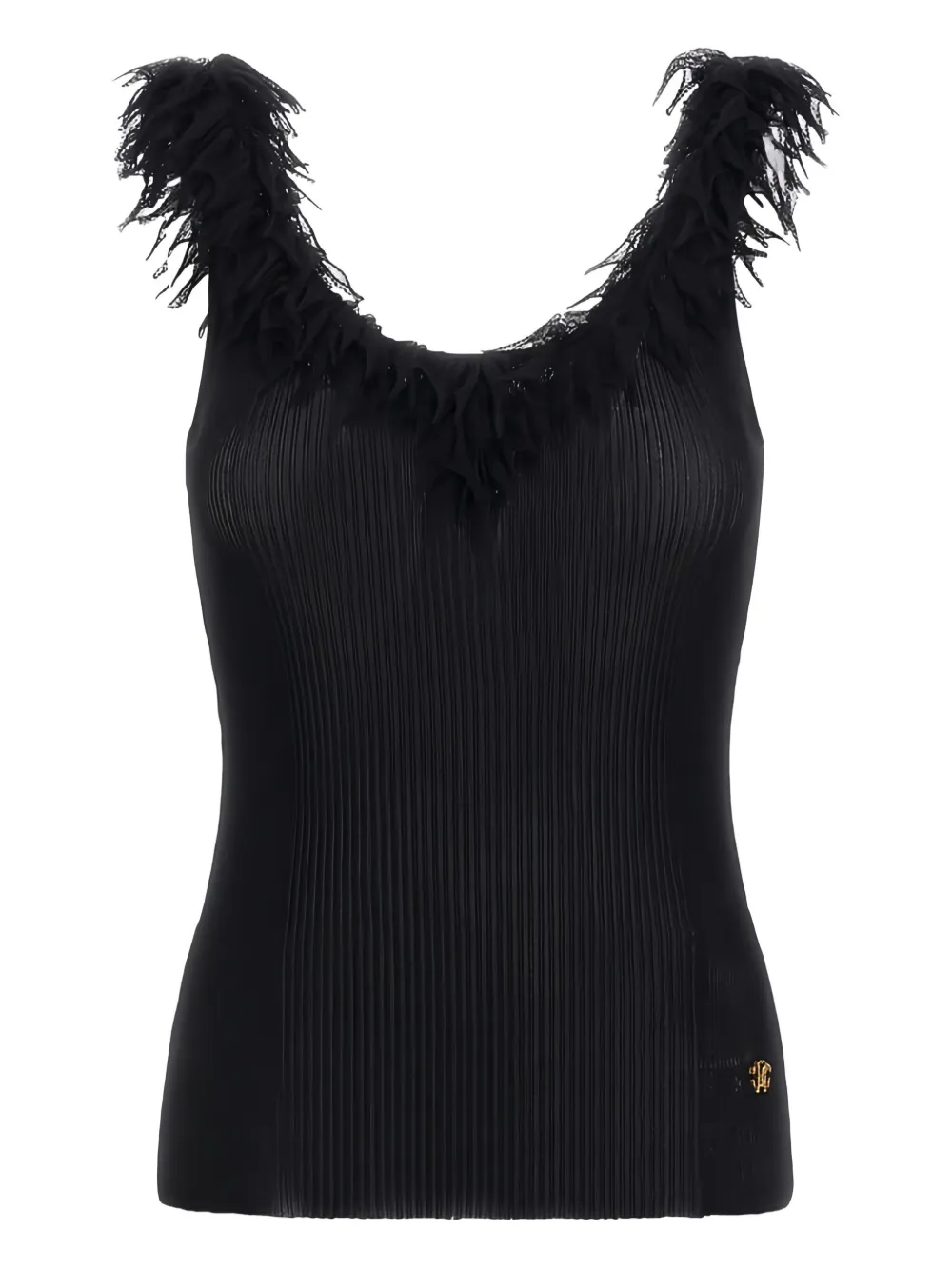 Roberto Cavalli Ribbed Trimmed Tank Top In Black