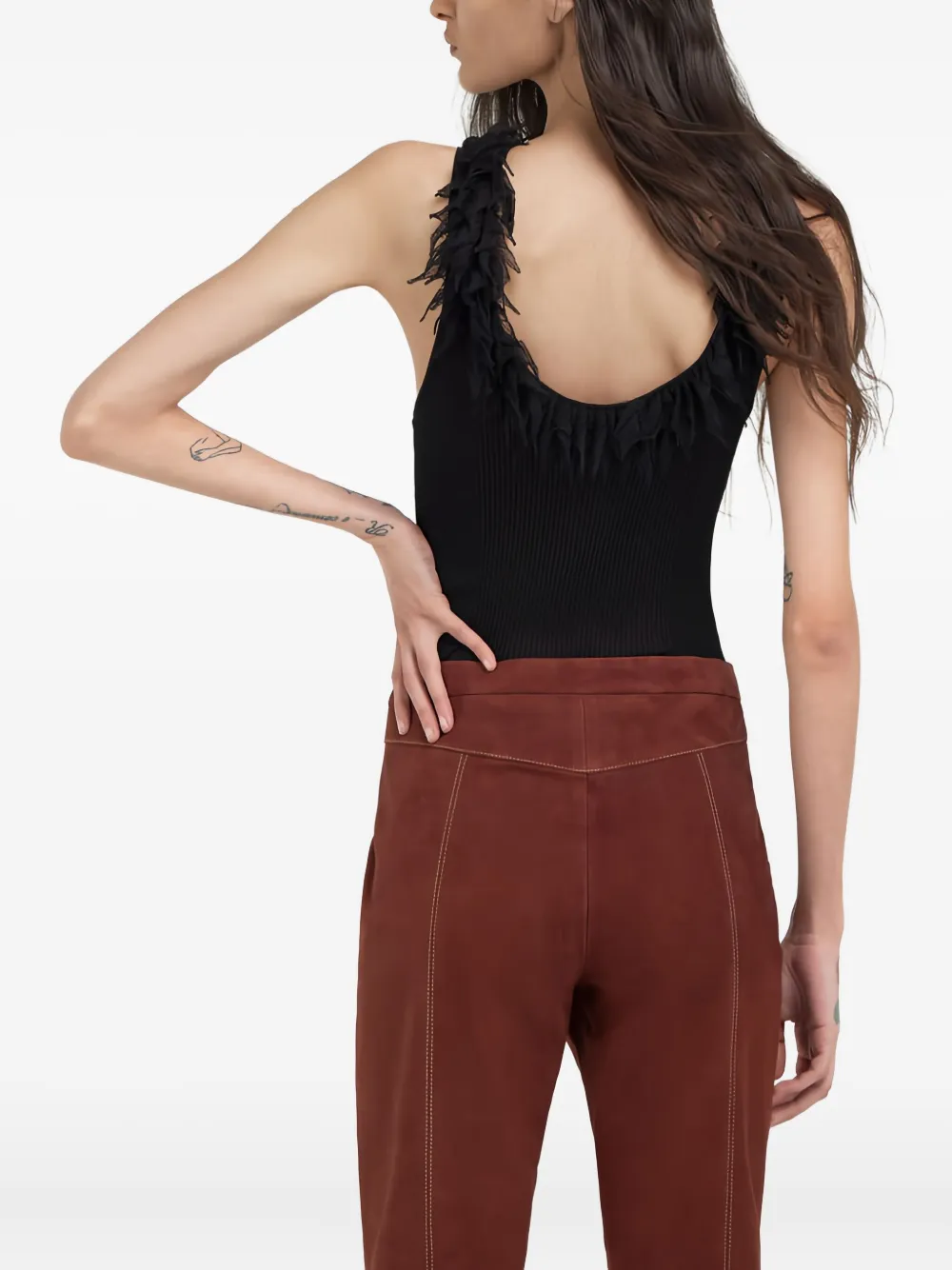 Roberto Cavalli Ribbed Trimmed Tank Top In Black