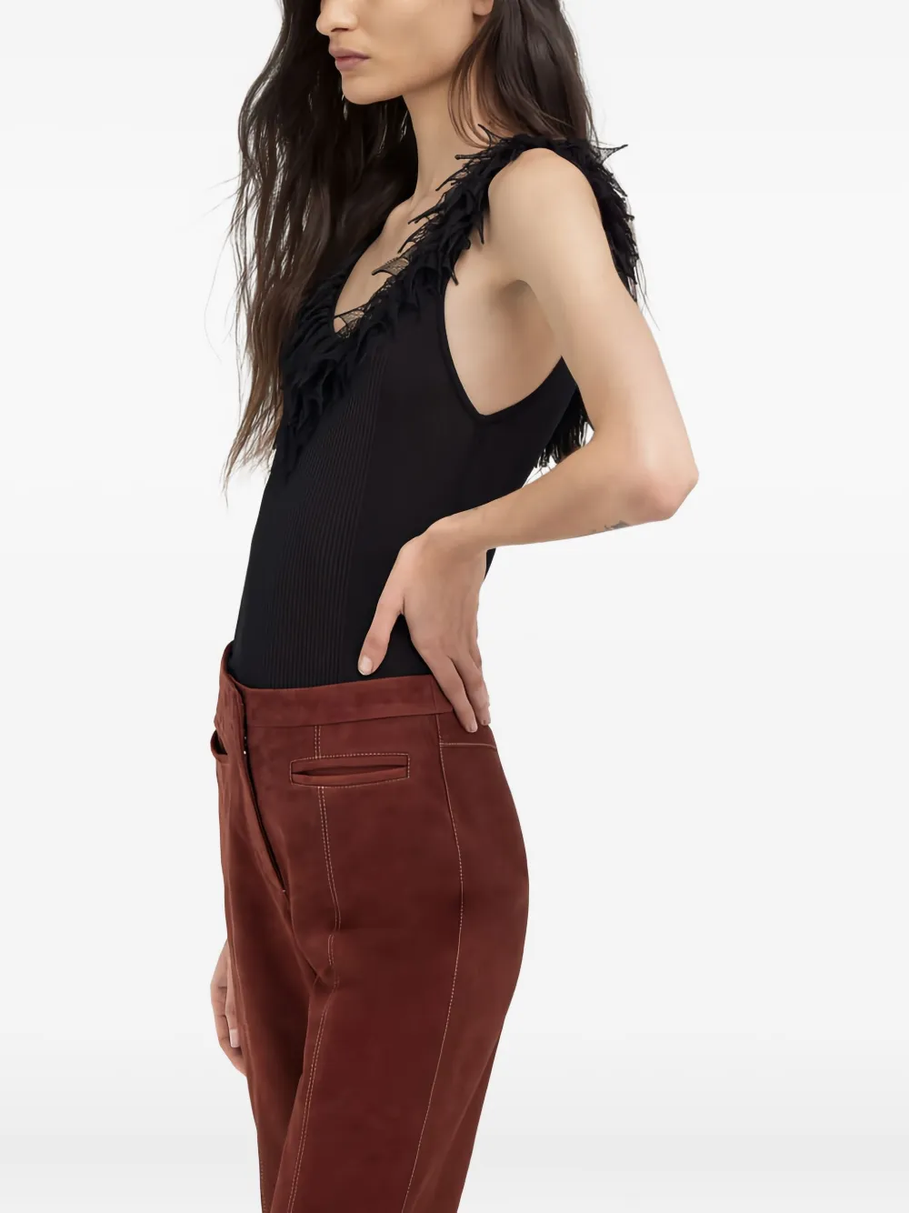 Roberto Cavalli Ribbed Trimmed Tank Top In Black