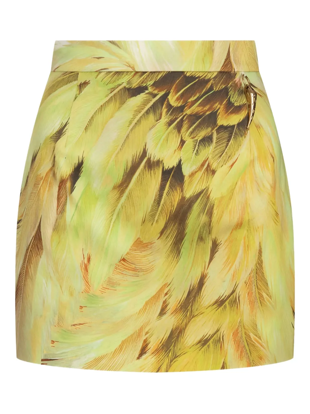 Roberto Cavalli feather-print zipped skirt | Green | Image 1