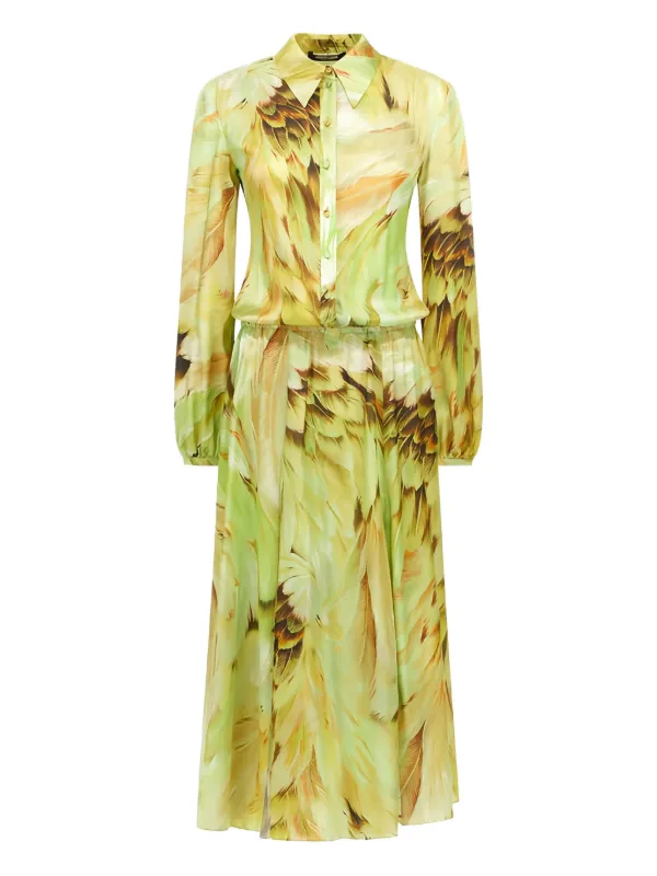 green feather print dress Crystal Embellished Feather Off-Shoulder Maxi Dress main image 0