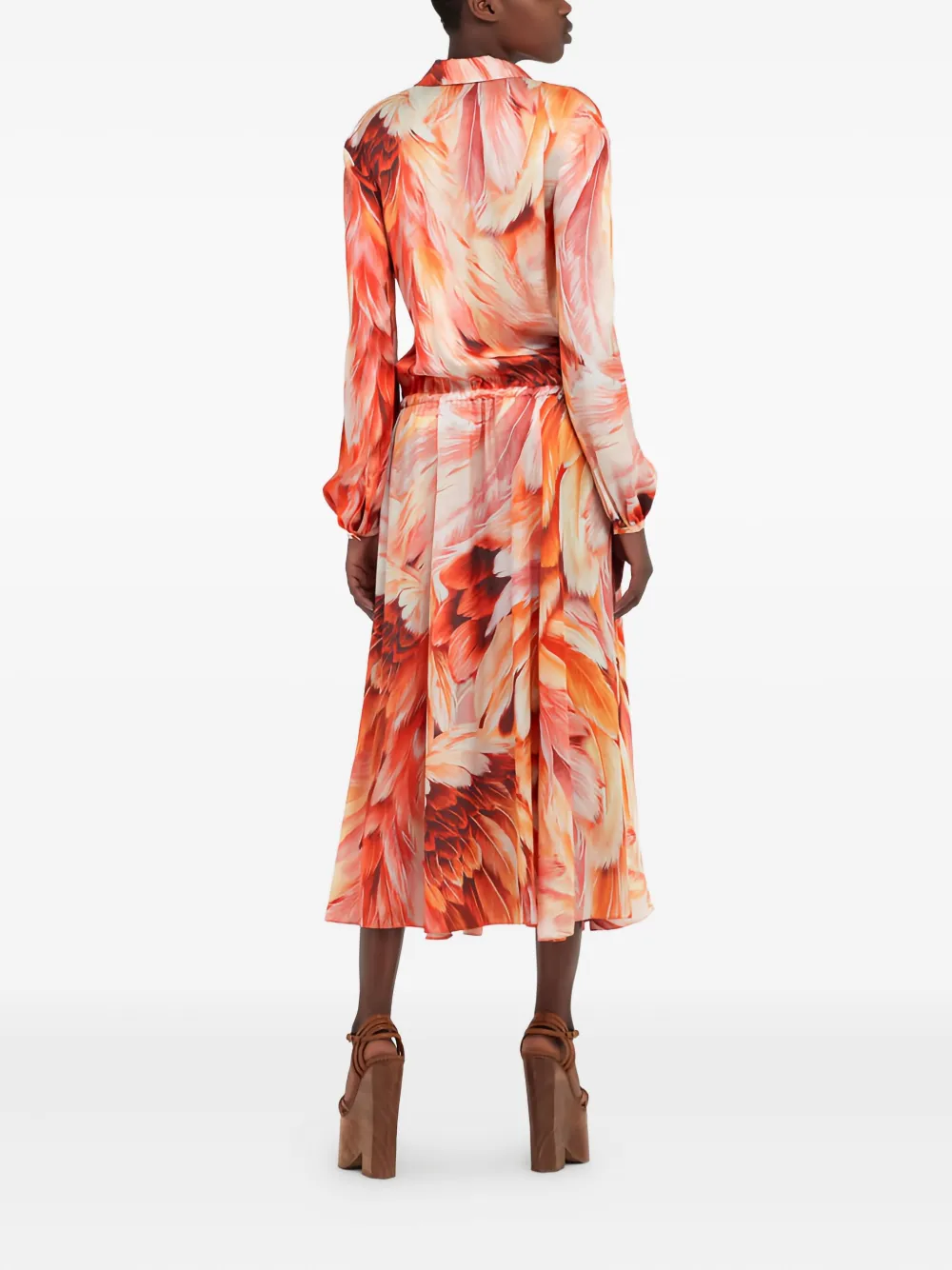 Roberto Cavalli Midi-blousejurk met print Oranje