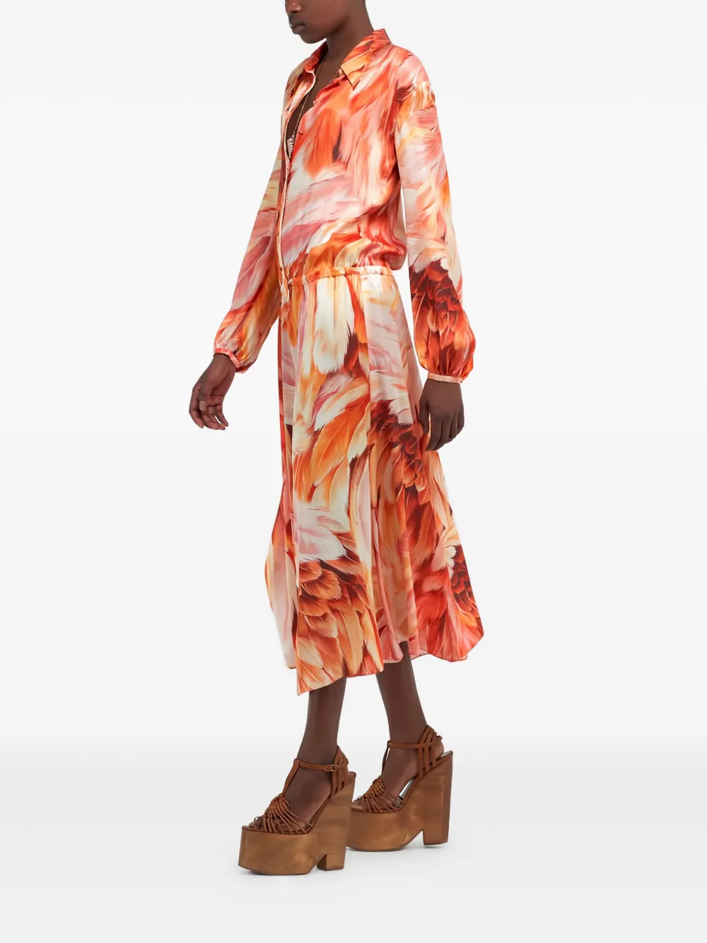 Roberto Cavalli Midi-blousejurk met print Oranje