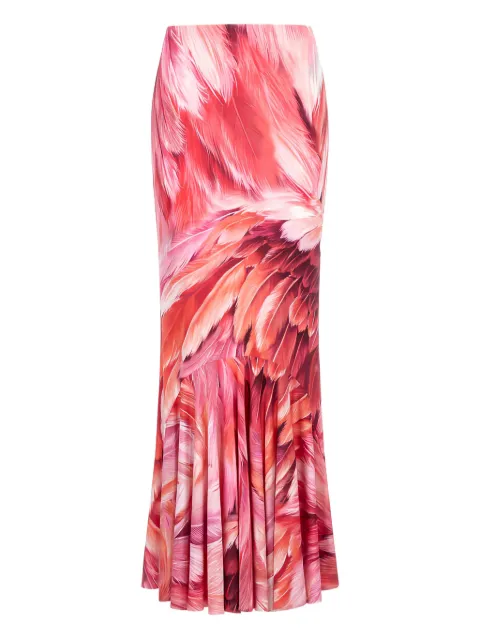Roberto Cavalli print ruffled maxi skirt