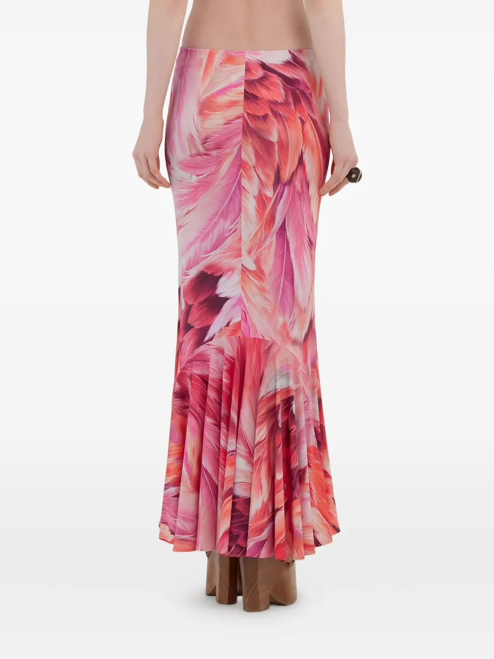 Roberto Cavalli Print Ruffled Maxi Skirt In Multi