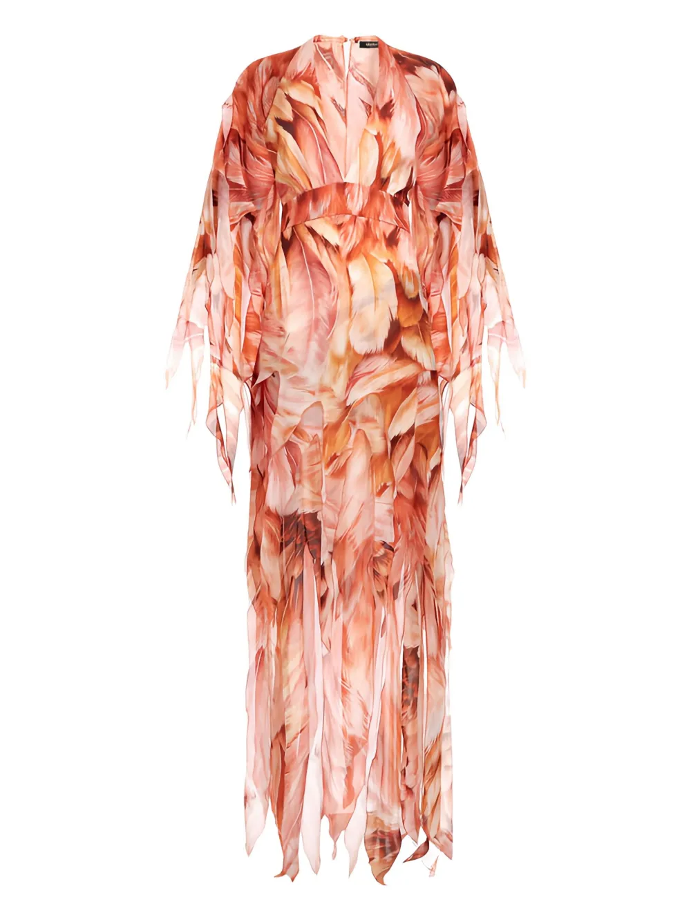 Roberto Cavalli feather-effect patterned maxi dress | Orange | Image 1
