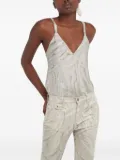 Roberto Cavalli feather-print silk tank top - White