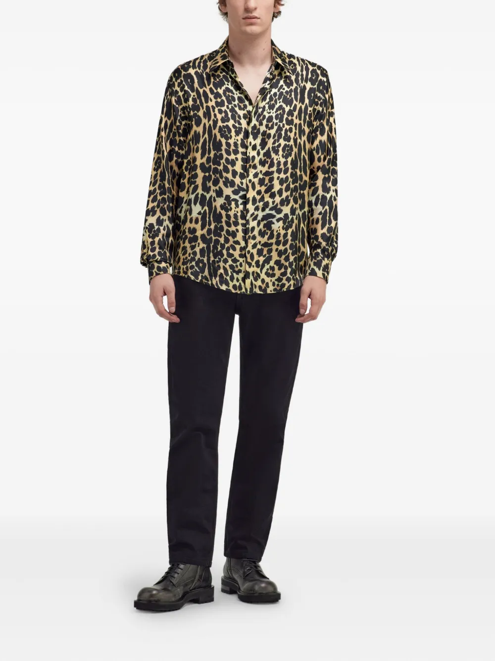 Roberto Cavalli Overhemd met luipaardprint Bruin