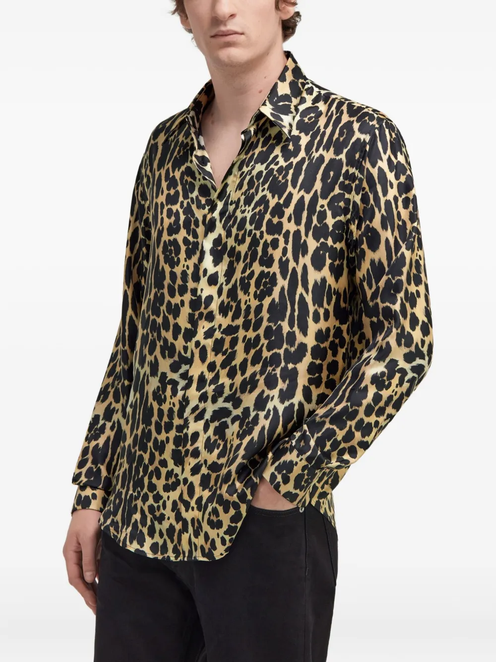 Roberto Cavalli Overhemd met luipaardprint Bruin