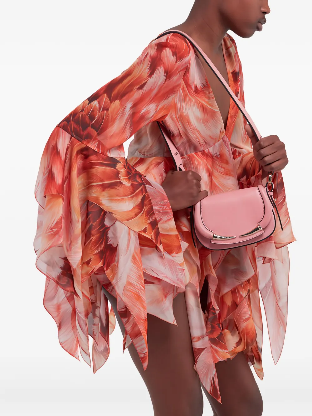 Roberto Cavalli Fang Bang curved-horn shoulder bag - 02502 PINK
