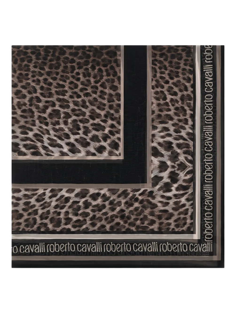 Roberto Cavalli leopard-print logo-border scarf | Brown | Image 1