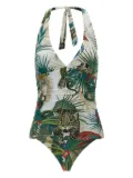 Roberto Cavalli animal-print swimsuit - Green