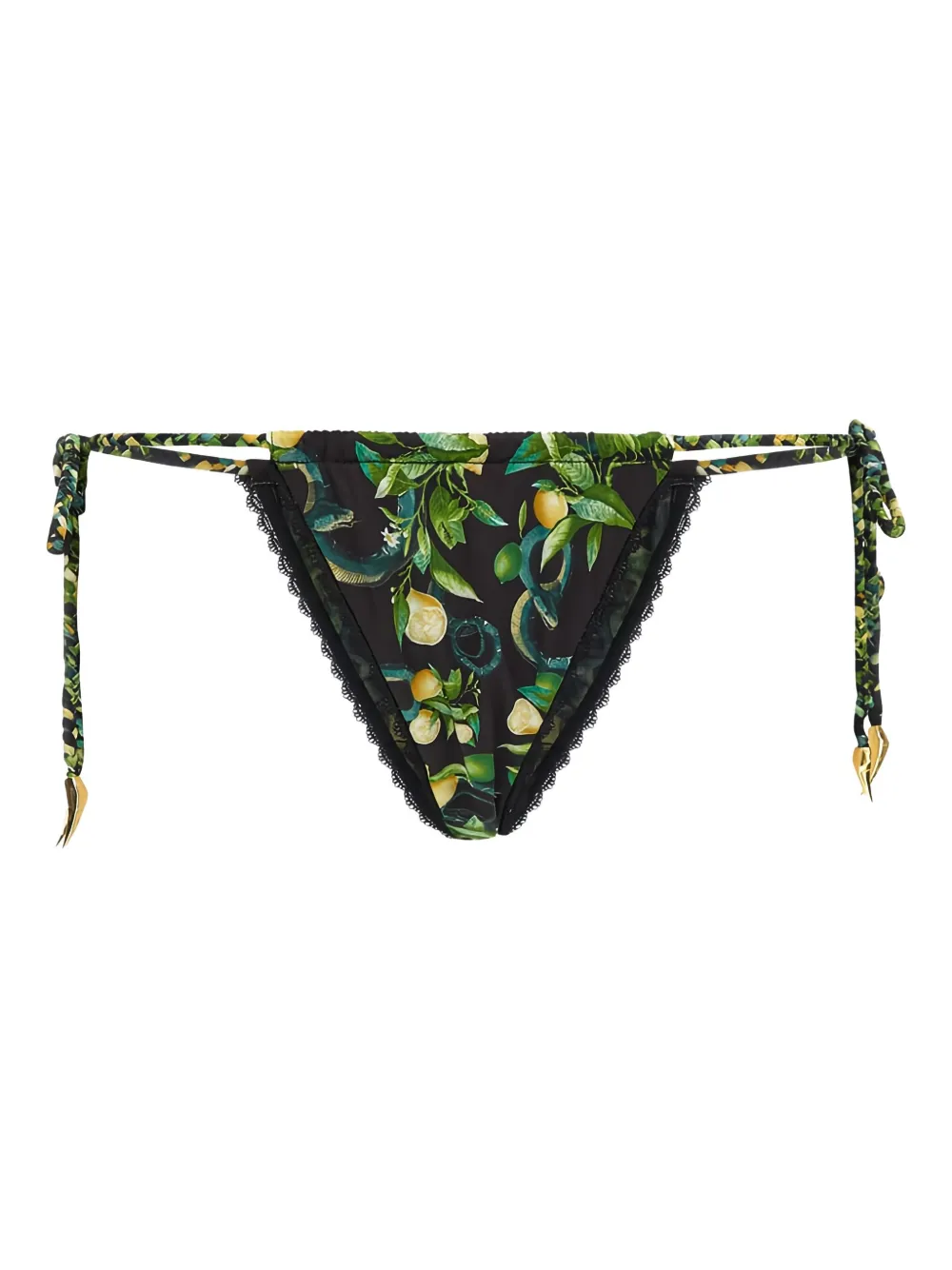 Roberto Cavalli lemon-print tie-side biquini bottom | Black | Image 1