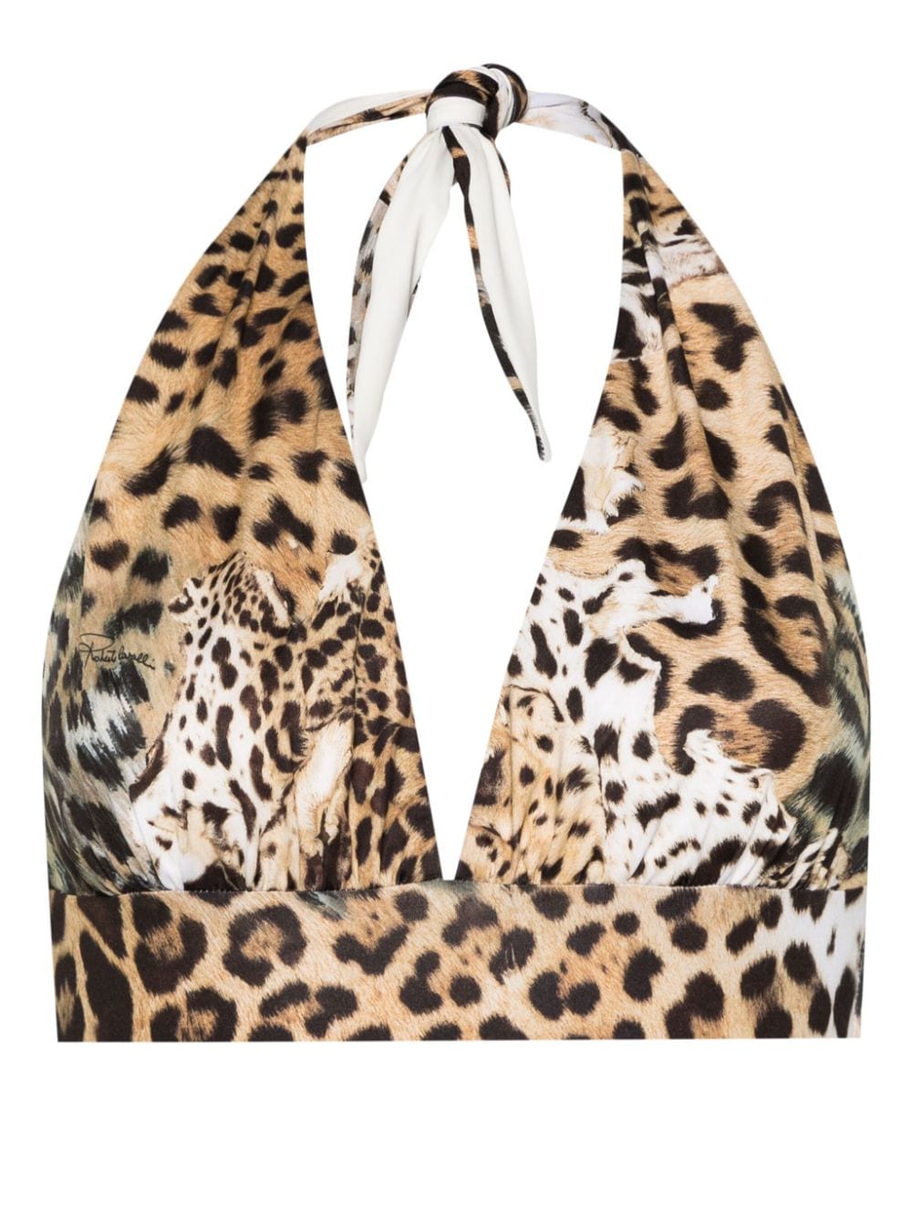 Image 1 of Roberto Cavalli jaguar skin-print bikini top