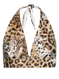 Roberto Cavalli jaguar skin-print bikini top - Neutrals