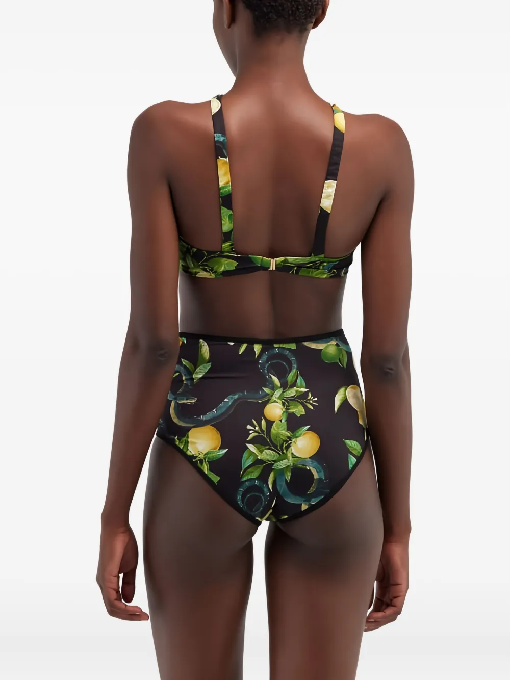 Roberto Cavalli Lemon-print Bikini Button In Multi