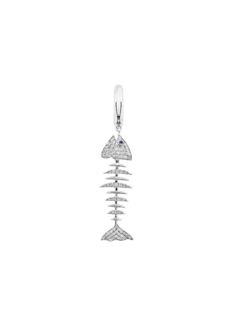 Kamushki 18kt white gold Fish diamond and sapphire earring