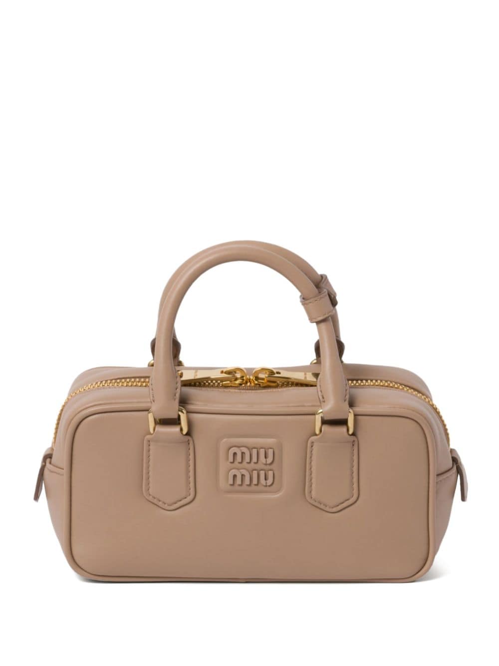 Miu Miu Logo Plaque Mini Bag In Neutrals