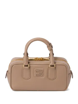 Miu Miu Logo Plaque Mini Bag | Neutrals | FARFETCH JO