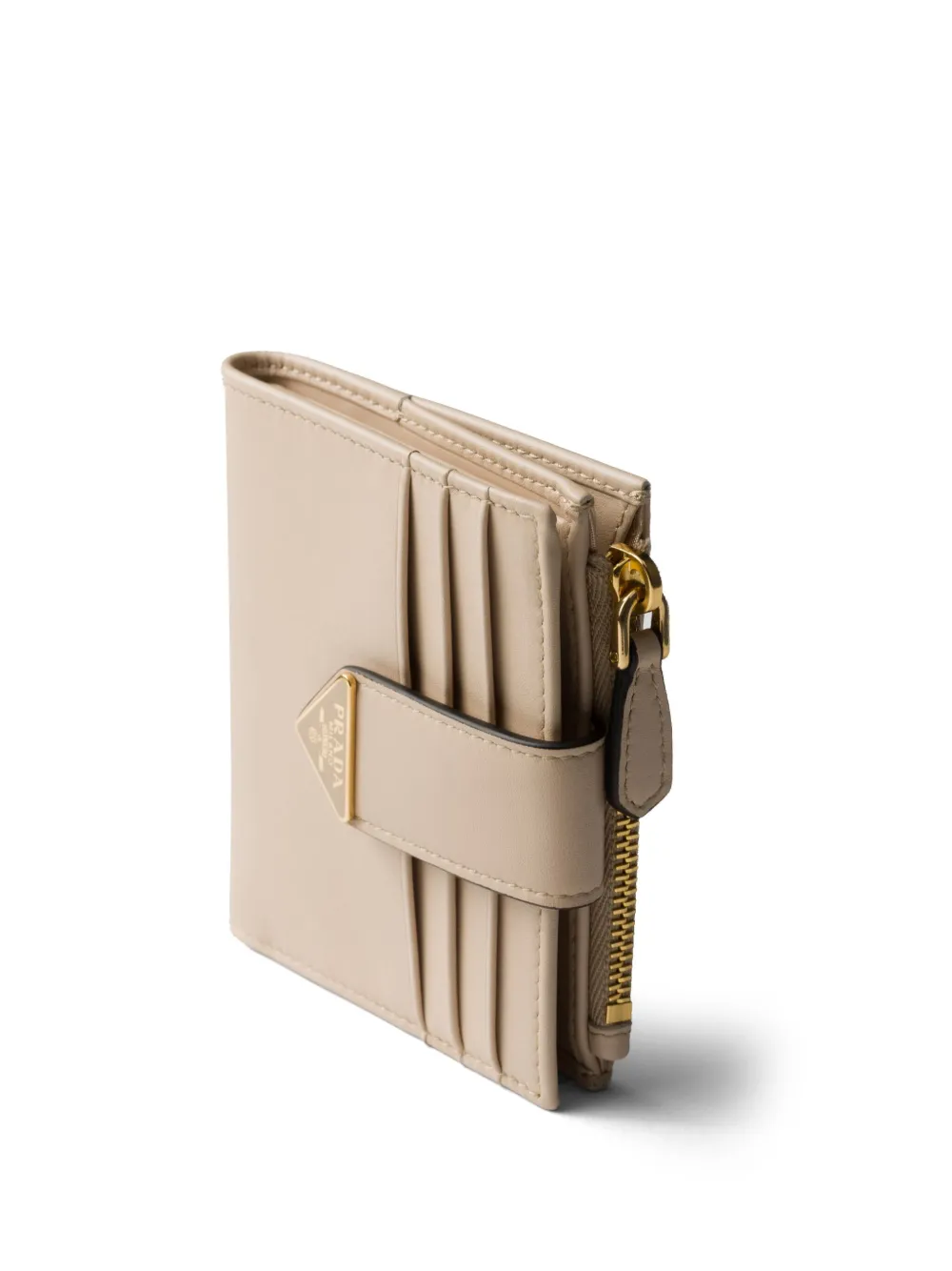 Shop Prada Small Leather Bi-fold Wallet In Nude