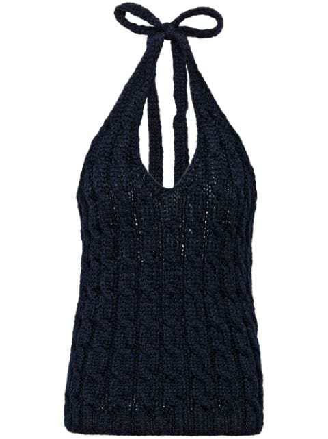 Prada cable-knit halterneck wool top