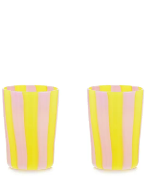 AQUAZZURA CASA set de dos vasos Dolcevita Stripe