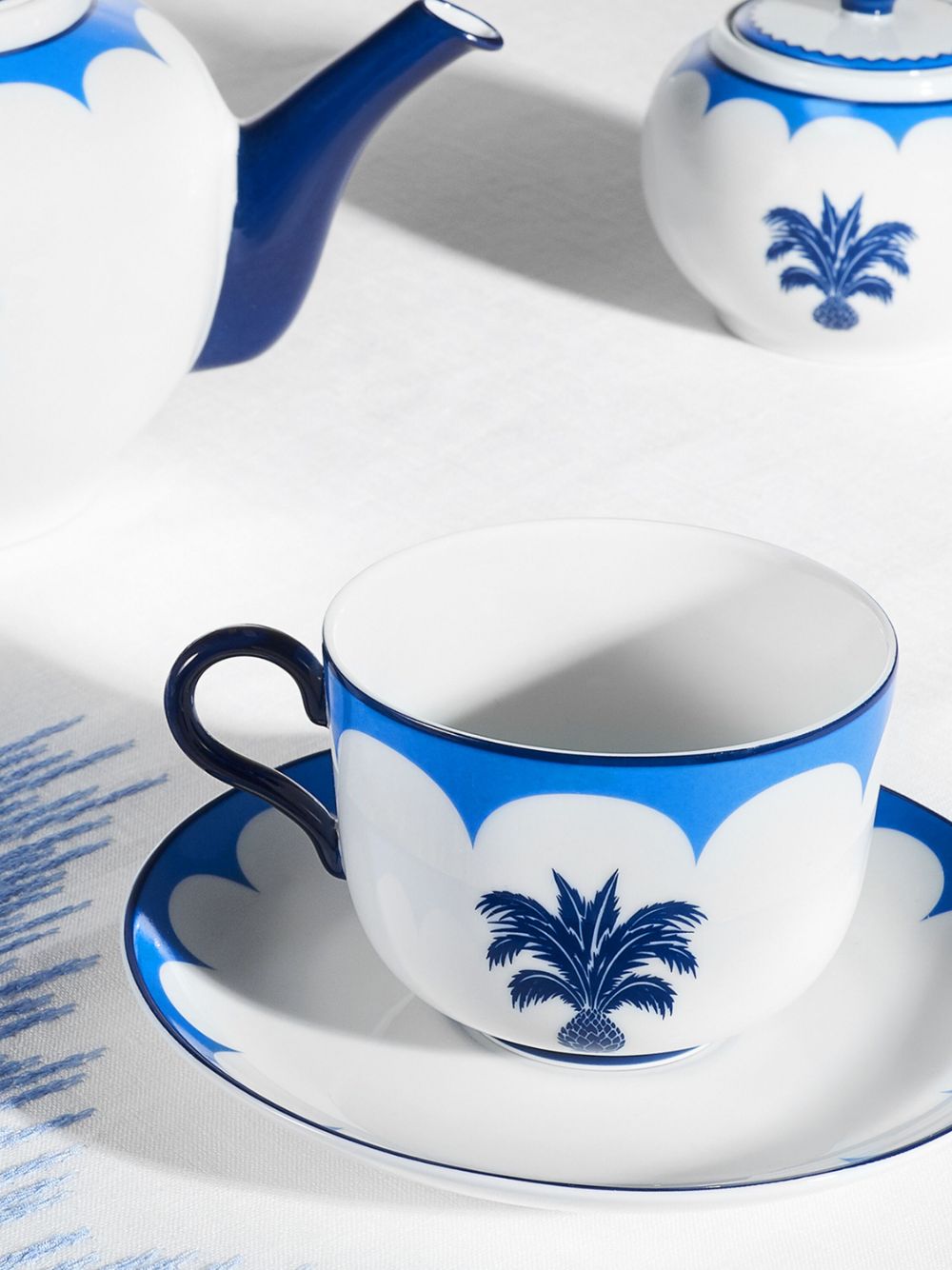 Shop Aquazzura Casa Jaipur Teacups And Saucers (set Of Two) In Blue