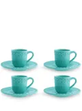 Bordallo Pinheiro Fantasia coffee cup and saucer (set of four) - Blue