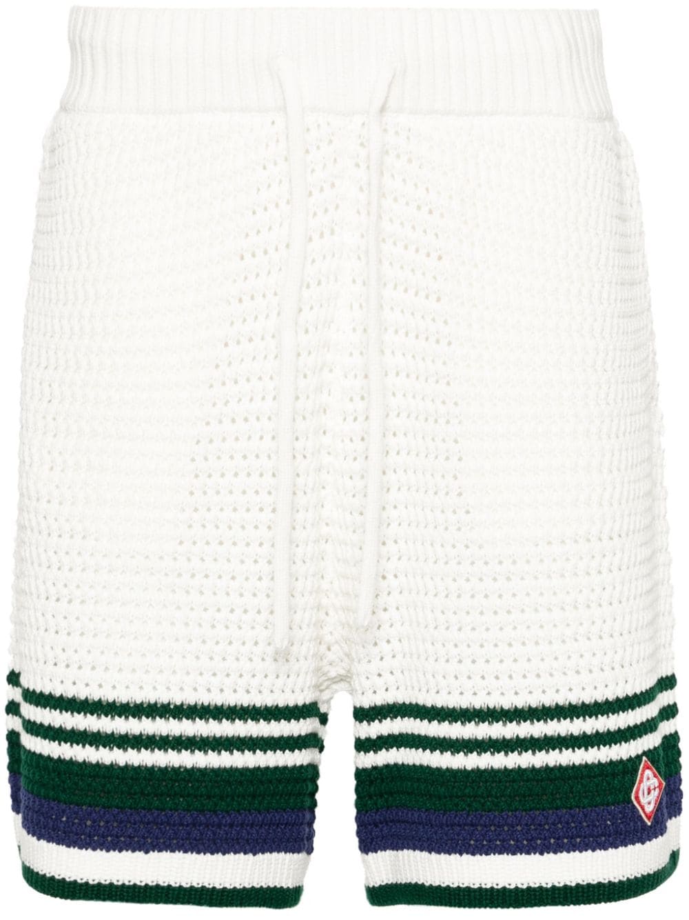 Casablanca Striped-edge Crochet Shorts In White
