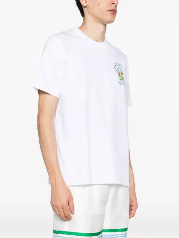 Casablanca Le Jeu-print Cotton T-shirt | White | FARFETCH UK