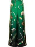 Casablanca graphic-print silk trousers - Green