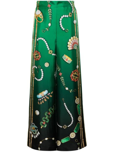 Casablanca graphic-print silk trousers