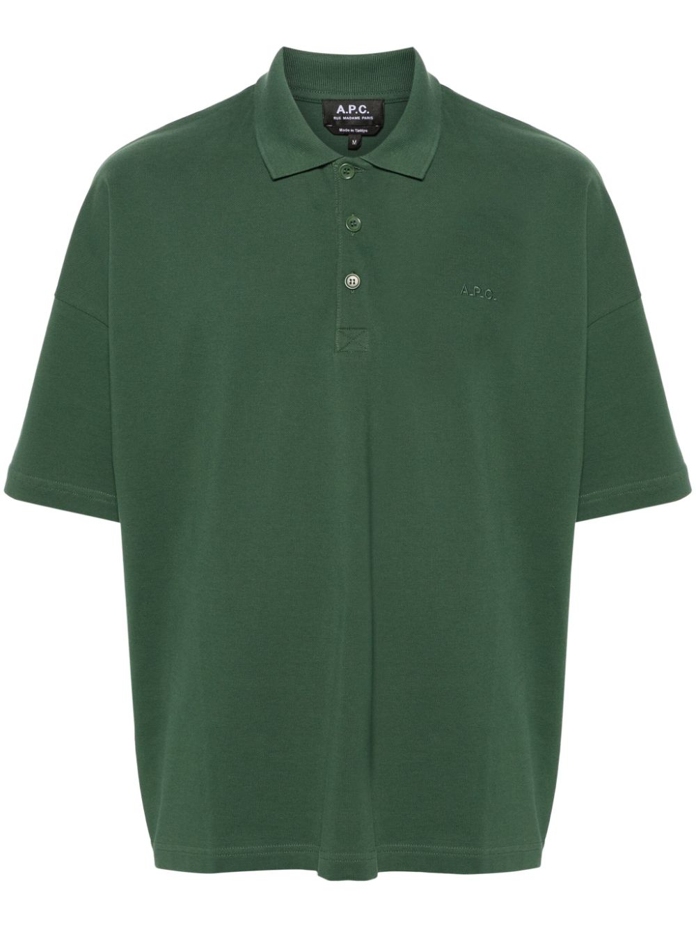 Apc Logo-embroidered Cotton Polo Shirt In Green