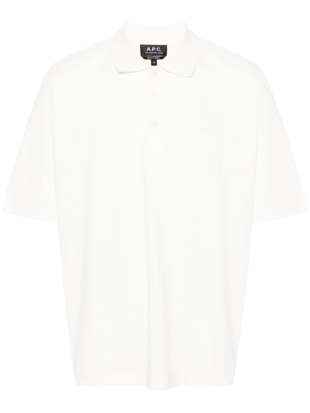 Apc Logo-embroidered Cotton Polo Shirt In White