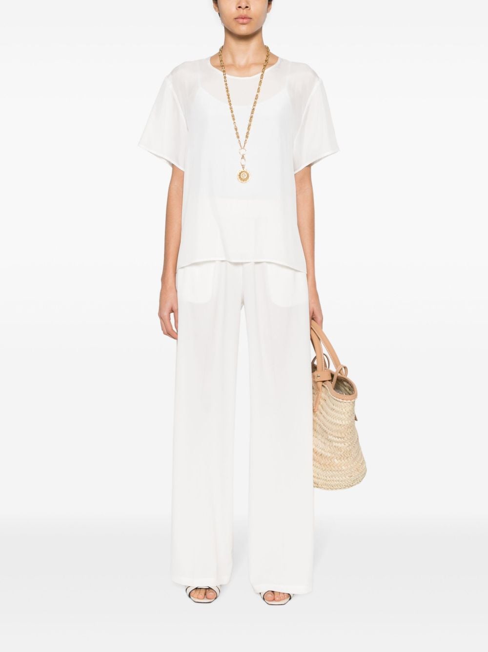 Shop P.a.r.o.s.h Crepe Palazzo Pants In White