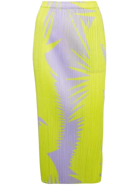 Pleats Please Issey Miyake abstract-print plissé midi skirt