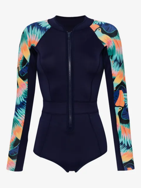 Duskii tropical-print long-sleeved swimsuit