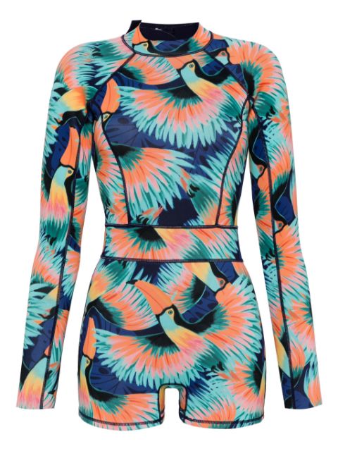 Duskii tropical-print long-sleeved paddle suit