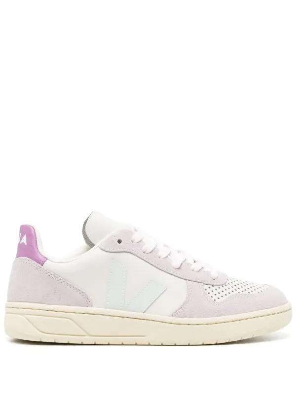 Veja V10 Purple VEJA V-10 Panelled Leather Sneakers Purple FARFETCH JO