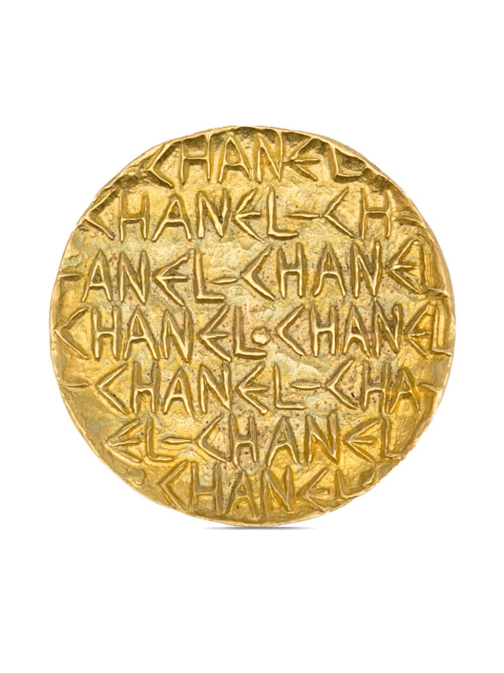 Pre-owned Chanel Logo-embossed Brooch In Gold