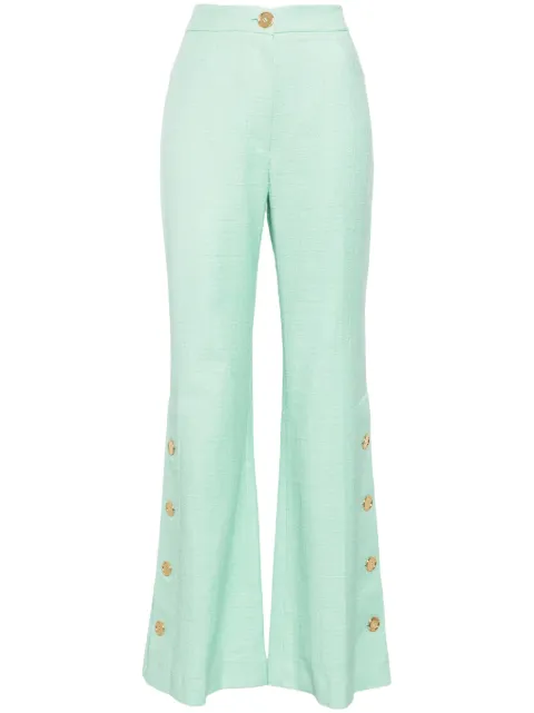 Patou button-hem tweed flared trousers