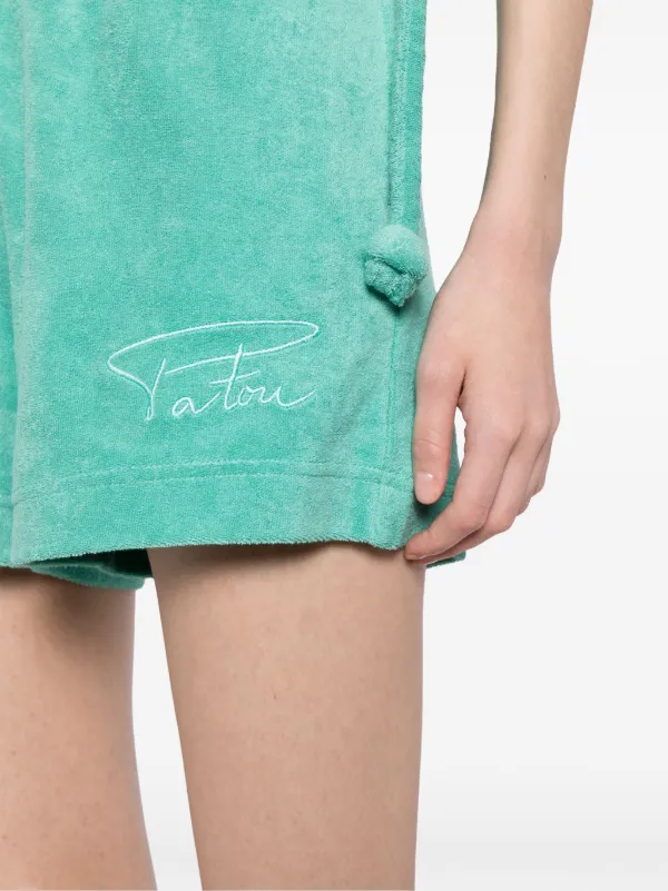 Patou logo-embroidered Terry Shorts | Green | FARFETCH BH