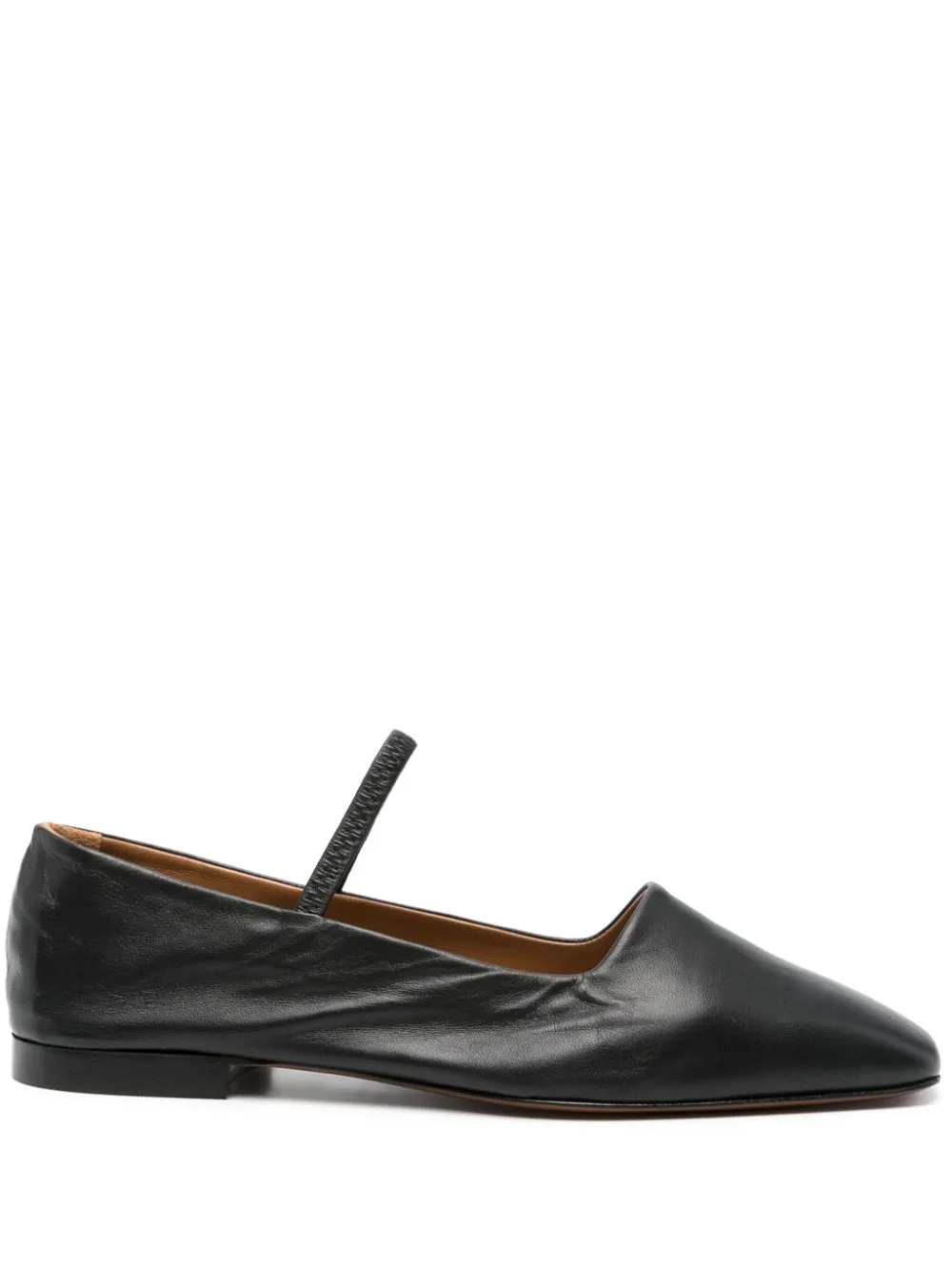 Atp Atelier Petina Leather Ballerina Shoes In Black