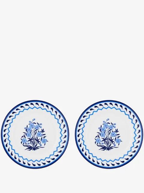 AQUAZZURA CASA lot de deux assiettes Jaipur en porcelaine