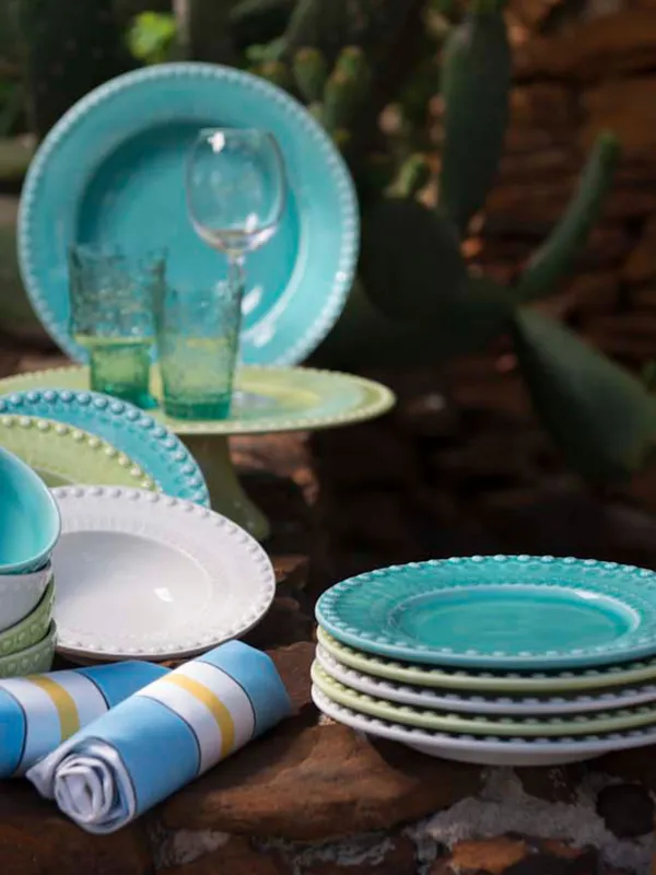 Bordallo Pinheiro Juego De Cuatro Platos Hondos Fantasia Azul