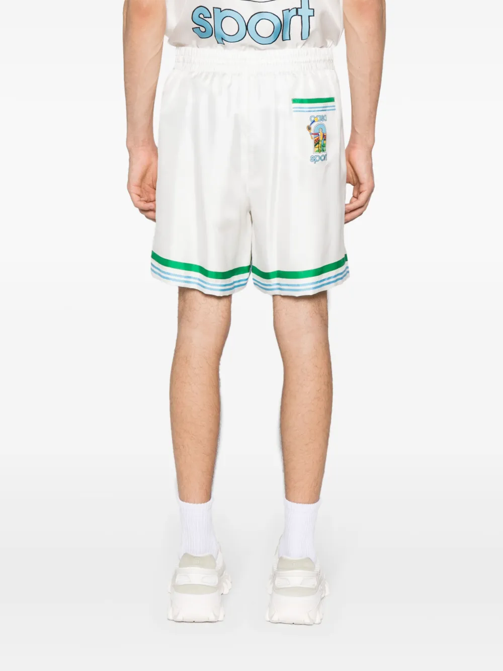 Shop Casablanca Le Jeu Silk Shorts In White