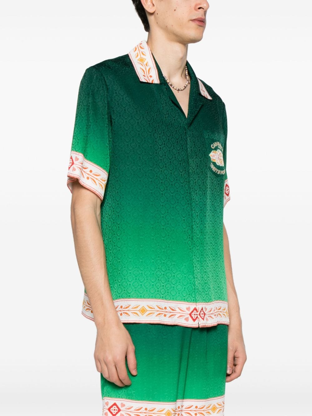 Shop Casablanca Unity Is Power Silk Shirt In Green