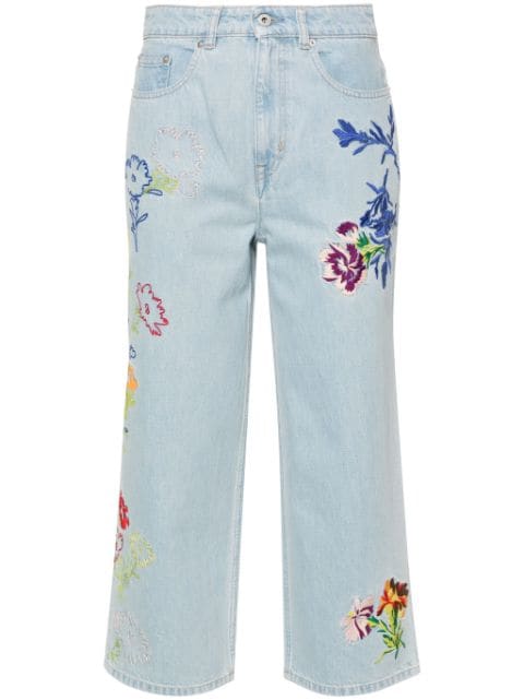 Kenzo Drawn Flowers mid-rise wide-leg jeans