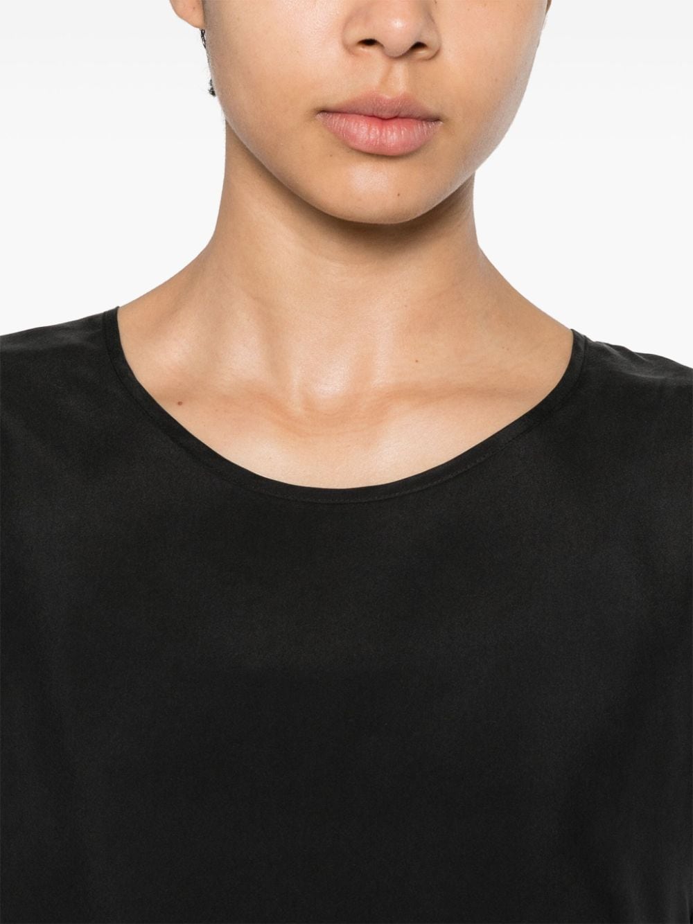 Shop P.a.r.o.s.h Habotay Satin Blouse In Black