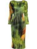 Pleats Please Issey Miyake Turnip & Spinach plissé midi dress - Green